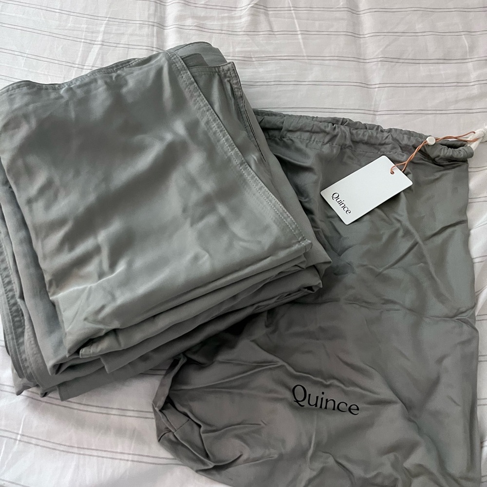 Quince Full/Queen Bamboo Duvet Cover Set in Eucalyptus (duvet + shams)